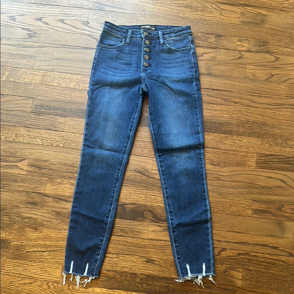 Just Black Denim Blue High-Waisted Button Up Jeans, Size 26